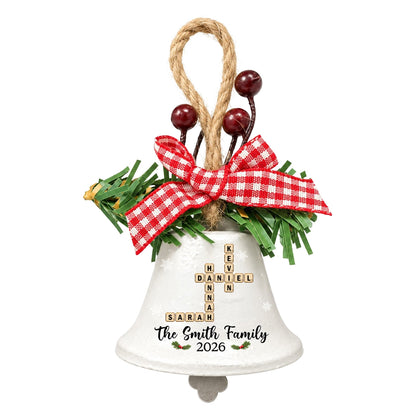 Family Word Puzzle Bell - Personalized Metal Bell Ornament