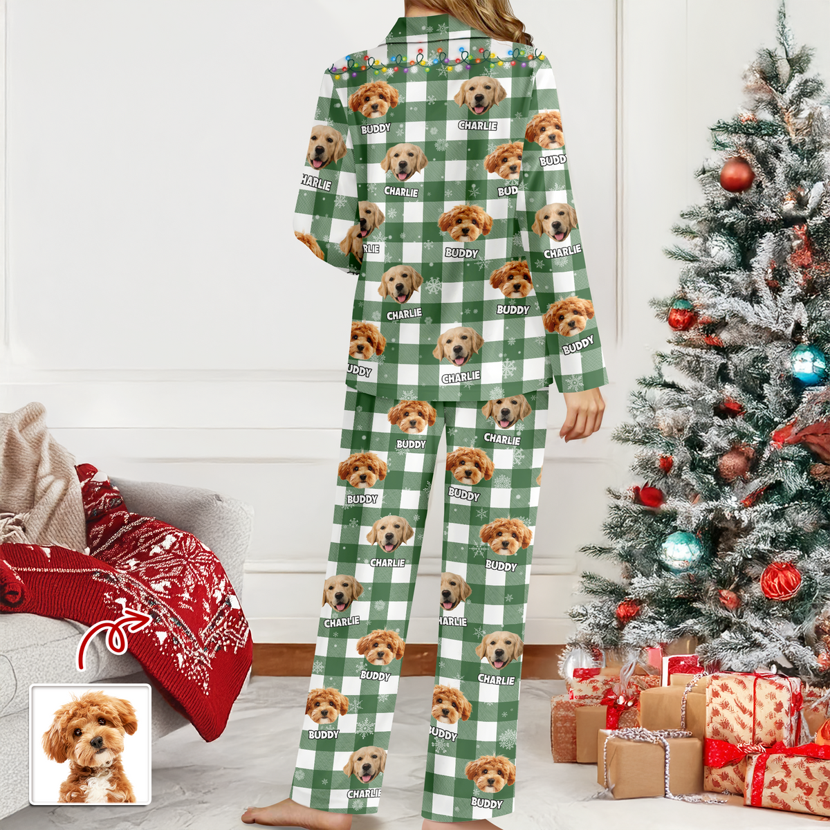 Vtc Custom Dog Photo Name Christmas Light Snow Pajamas Ch07 899594