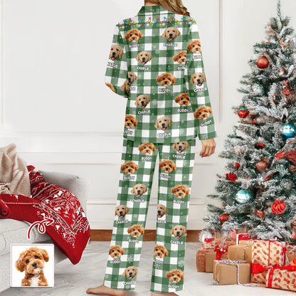 Vtc Custom Dog Photo Name Christmas Light Snow Pajamas Ch07 899594
