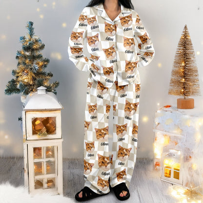 Molt Custom Dog Cat Face Gingham Pattern Pajamas For Dog Cat Lovers Lm32 897259