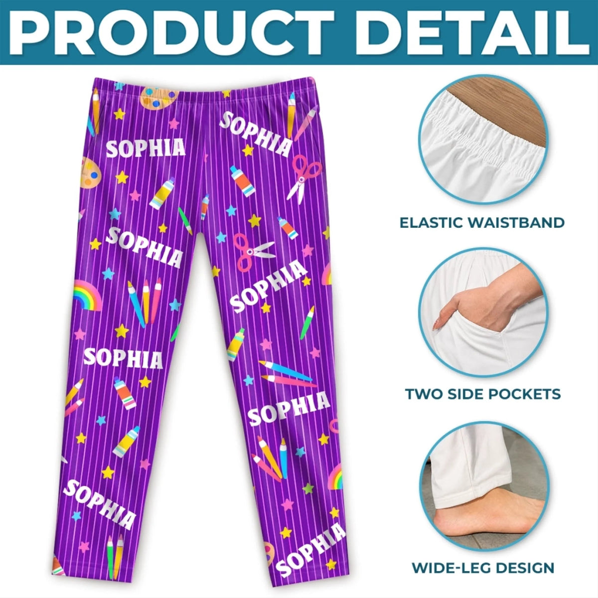 Custom Name Art Gifts for Kids - Personalized Pajama Pants