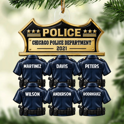 Police Officer Group Squad And Team - Personalized Acrylic Ornament - Christmas Gift For Police Officers Squad, Station, Captain