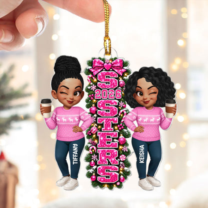 Christmas Sisters Forever - Personalized Acrylic Ornament - Christmas Gift For Friends, Family, Girls