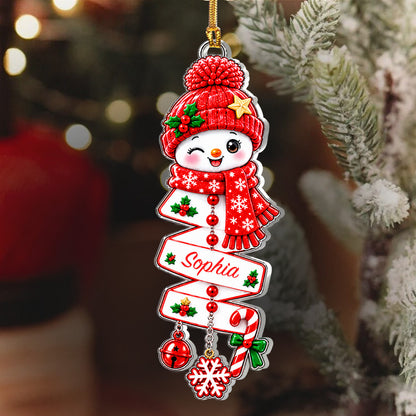 Snowman Spiral - Personalized 1-Layer Acrylic Ornament