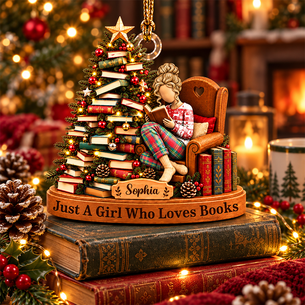 Just A Girl Who Loves Books - Personalized Christmas Ornament For Reading Lovers NA04