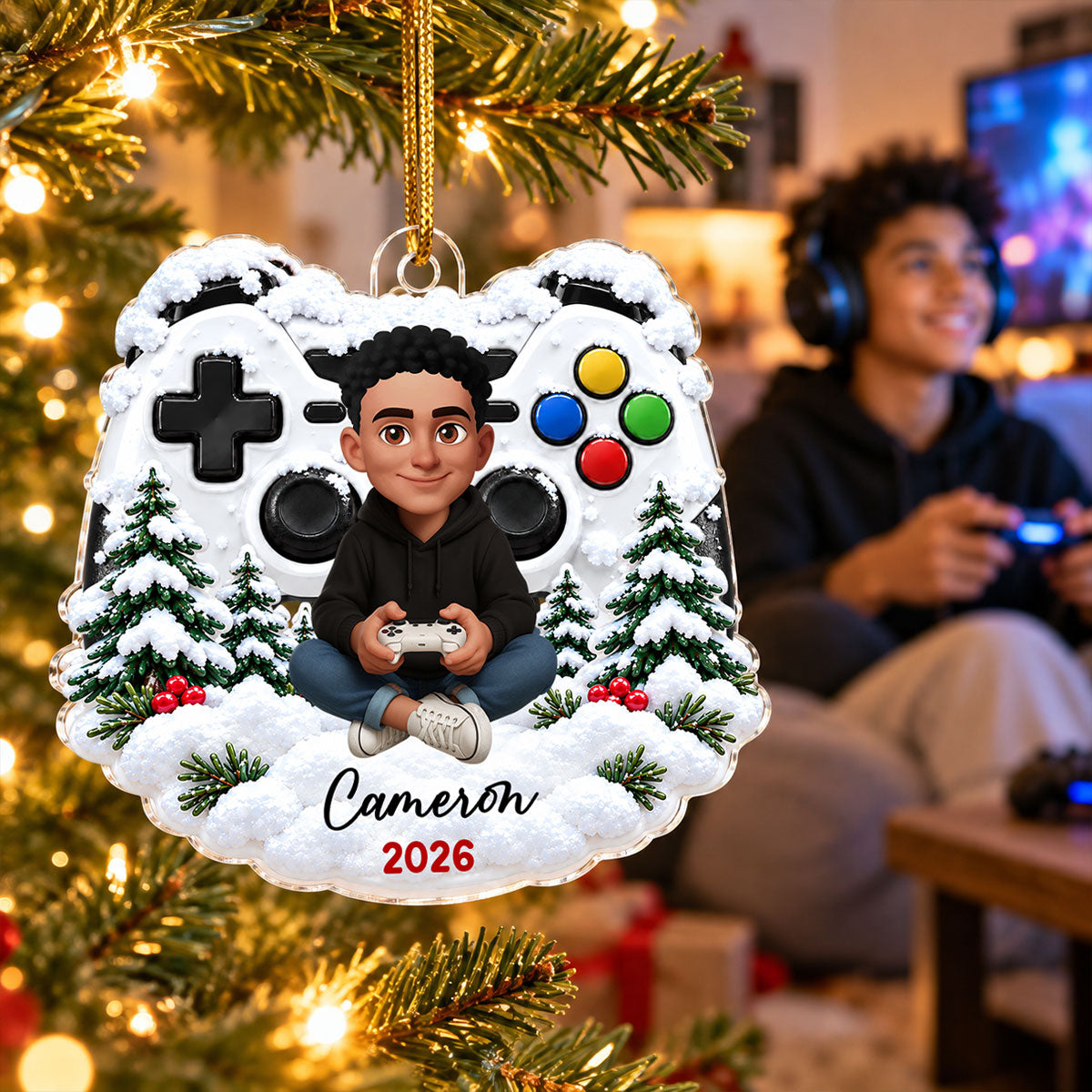 Game Design For Boy Girl - Personalized Acrylic Ornament - Christmas Gift For Gamers Grandkids