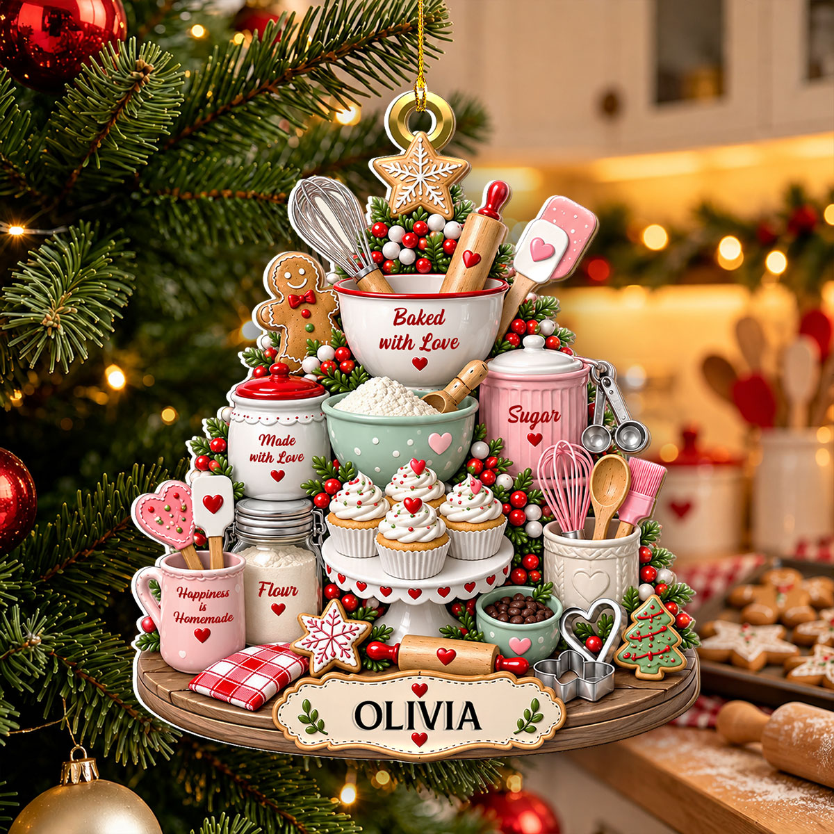 Sweet Memories Start In Kitchens - Personalized 3D White Acrylic Ornament