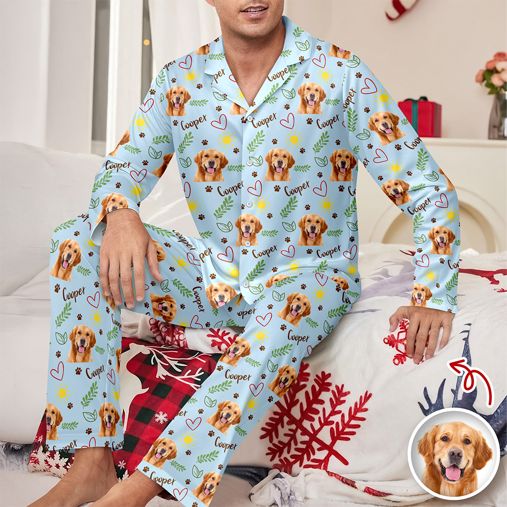 Custom Cute Dog Face Lovely Pattern Christmas Pajamas For Dog Lovers LM32 895725
