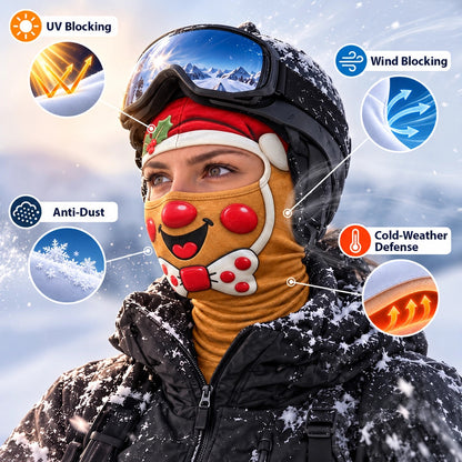 Winter Skiing Gag Gift For Friends, Family Matching Gear - Personalized 3D Realistic Christmas Funny Face Balaclava Face Mask