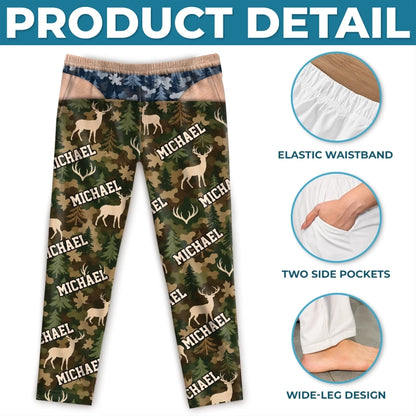 Custom Name Deer Camouflage Gifts for Men - Personalized Pajamas