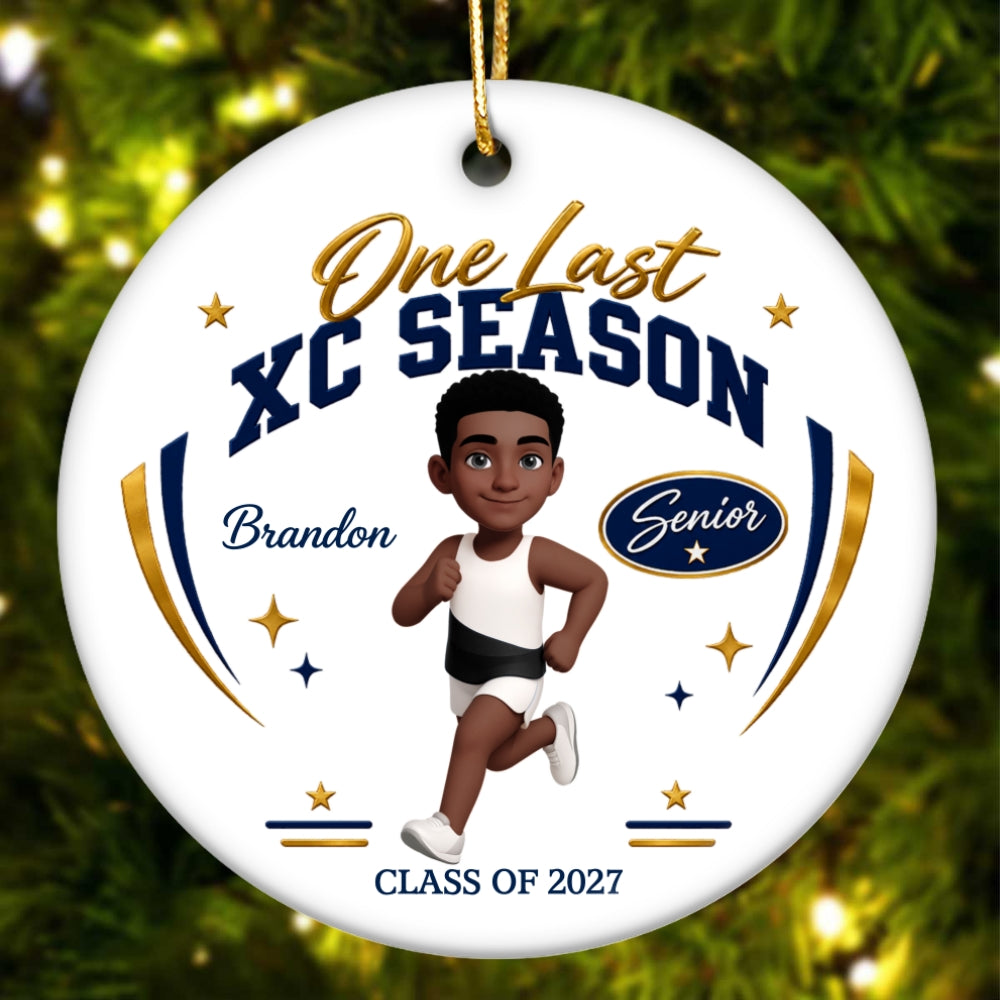 One Last XC Season Senior Cross Country Athlete - Personalized Ceramic Ornament - Last Race, Last Season Keepsake For XC Senior, Gift For Daughter, Gift For Son