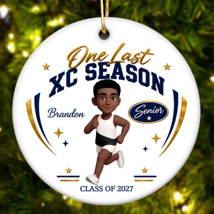 One Last XC Season Senior Cross Country Athlete - Personalized Ceramic Ornament - Last Race, Last Season Keepsake For XC Senior, Gift For Daughter, Gift For Son