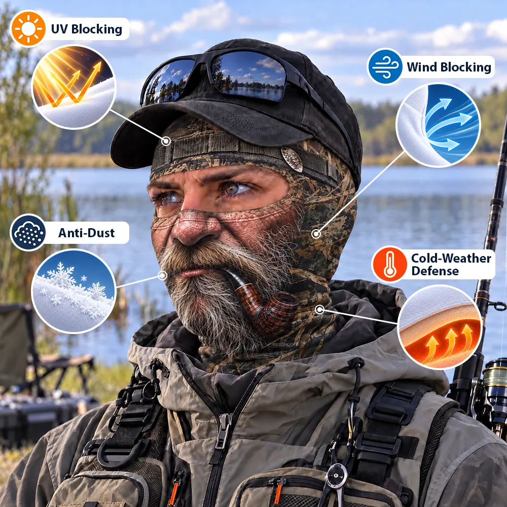 Gag Gift For Men Who Love Fishing, Fishermen, Friend - Personalized Realistic Big Fish Mouth Funny Face Balaclava Face Mask