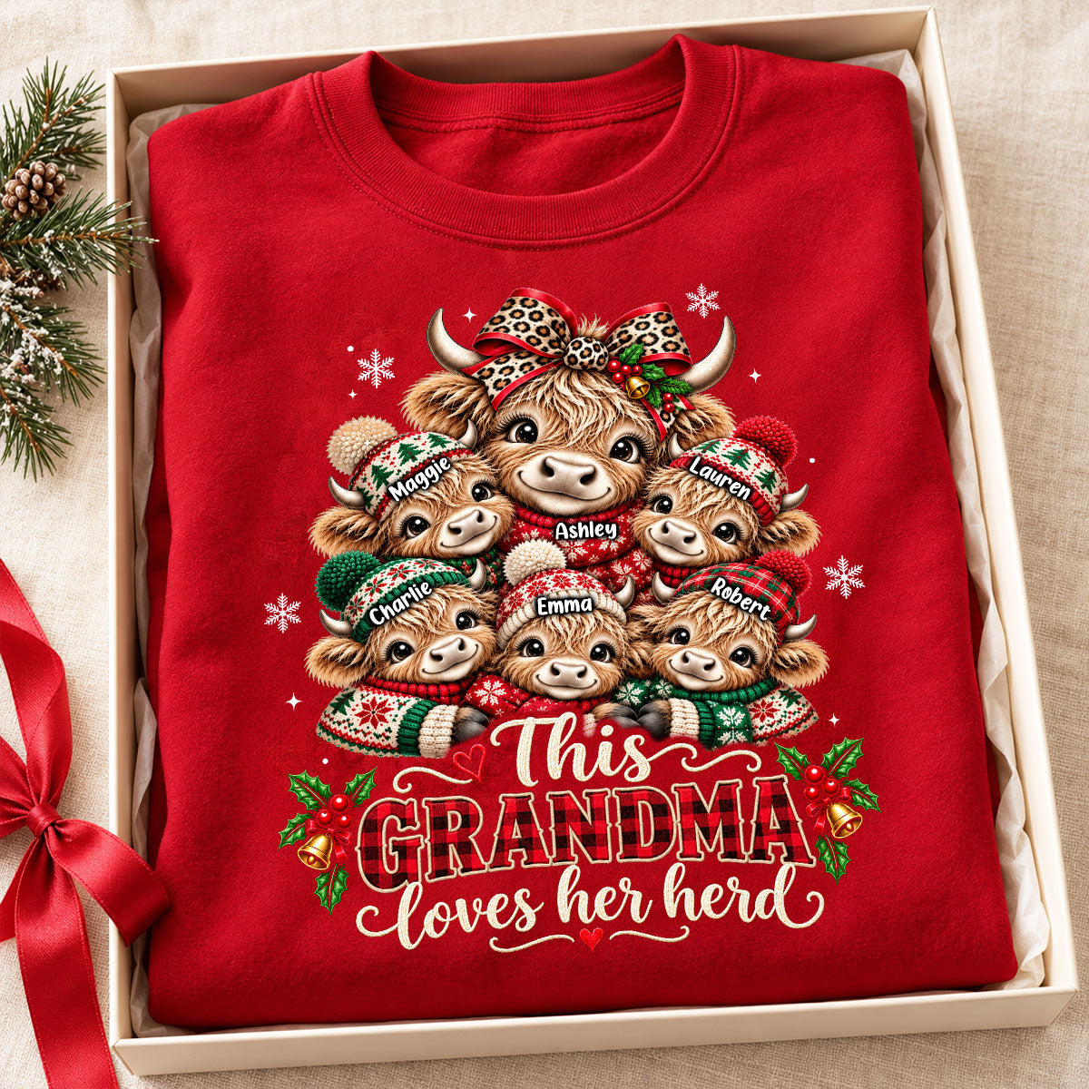 This Grandma Loves Her Herd - Personalized Shirt - Thoughtful Christmas Gift for Grandma