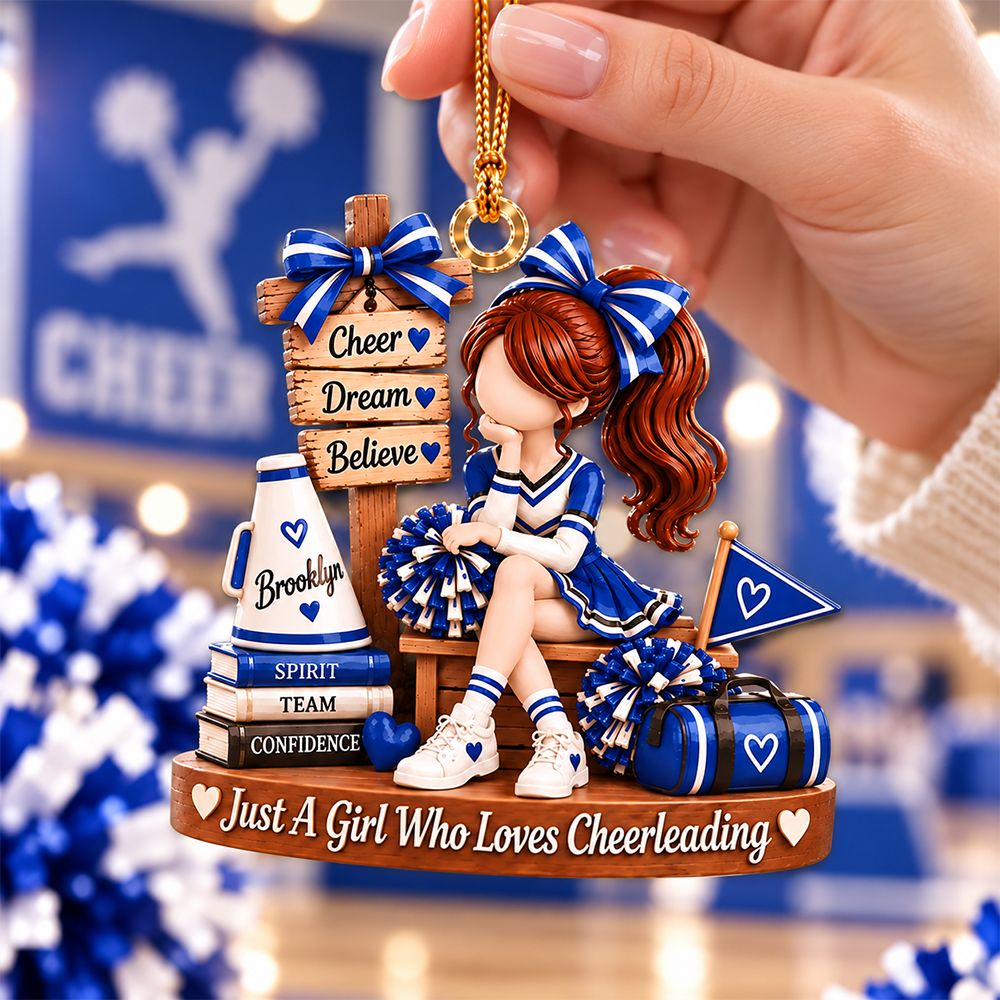 Personalized Cheerleader Christmas Ornament, Custom Name Cheerleading Gift for Girl, Cheer Team Ornament, Cheerleader Keepsake, Sports Gift