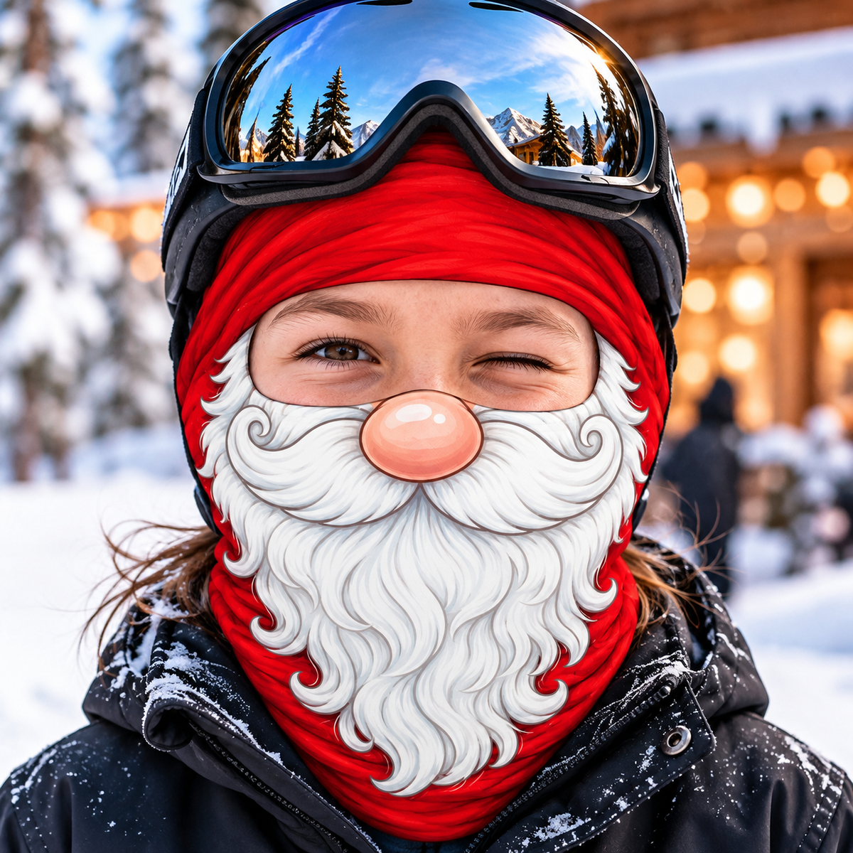 Funny Christmas Face Mask, Xmas Gift For Kids Skier Snowboarder - Personalized Mask