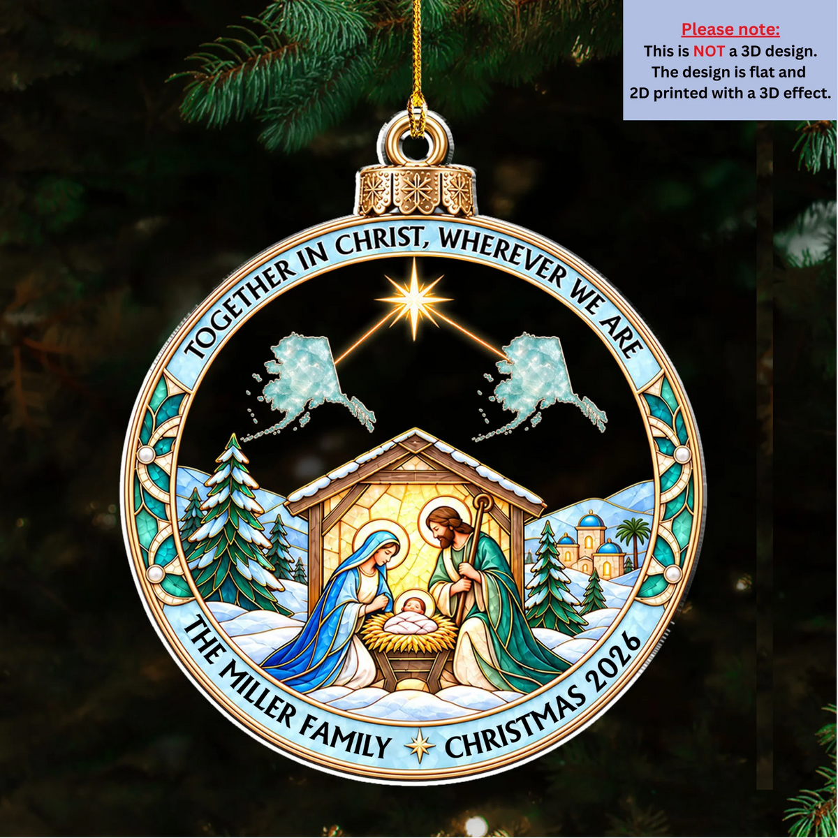 Custom Family Christmas Ornament for Long Distance Families •  No Distance Family Nativity – Personalized Acrylic Ornament