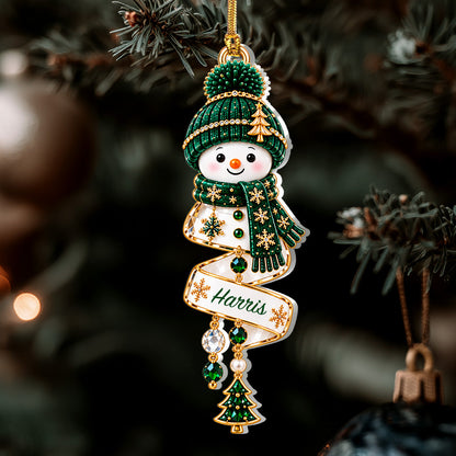 Christmas Snowman Spiral - Personalized 1-Layer Acrylic Ornament