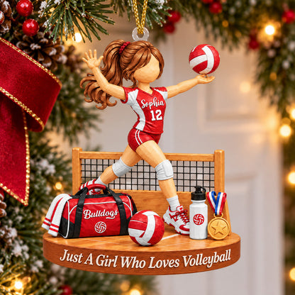 Just A Girl Who Loves Volleyball, Personalized Volleyball Girl Ornament, Custom Player Name Gift, Gift For Volleyball Lover MI209