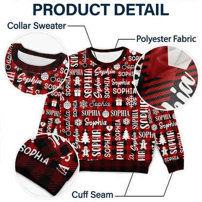 Matching Christmas Gift For Family - Personalized Member Names Unisex Ugly Sweater