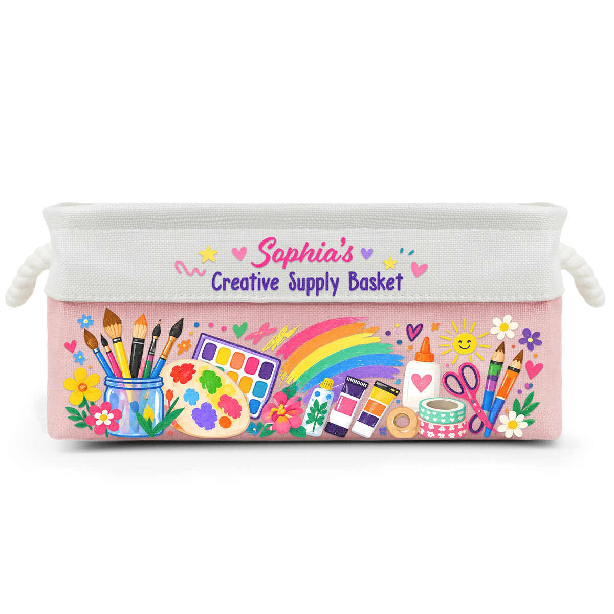 Art Supply Basket For Painting Lover Kids, Grandkids - Personalized Storage Basket