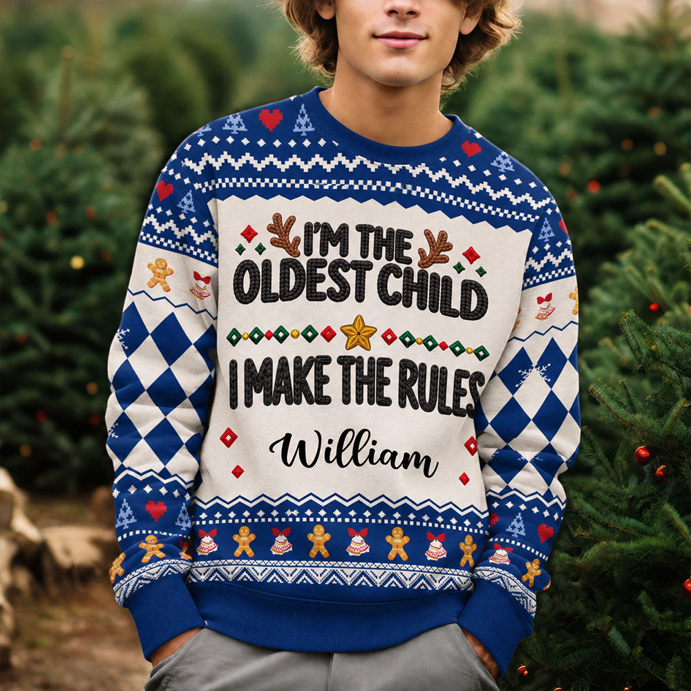 Custom Family Christmas Sweatshirt, Gift for Family Members • Family Rules - Personalized All-Over-Print Sweatshirt