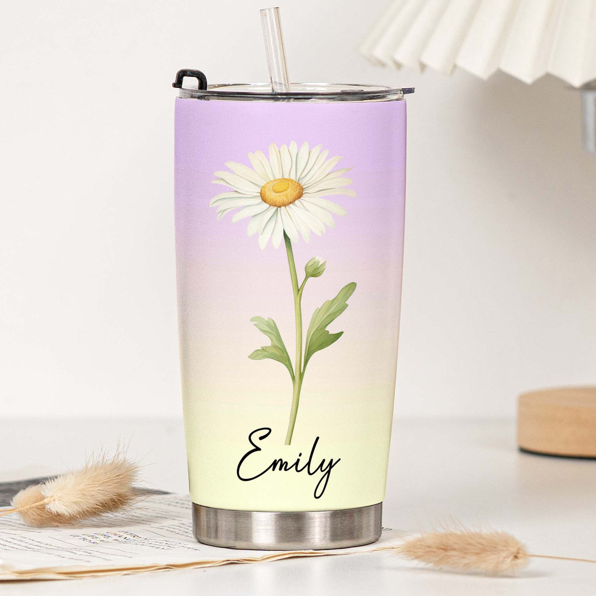 Custom Birth Flower & Name Colorful New Version Gifts For Her, BFF, Coworkers - Personalized Tumbler Cup