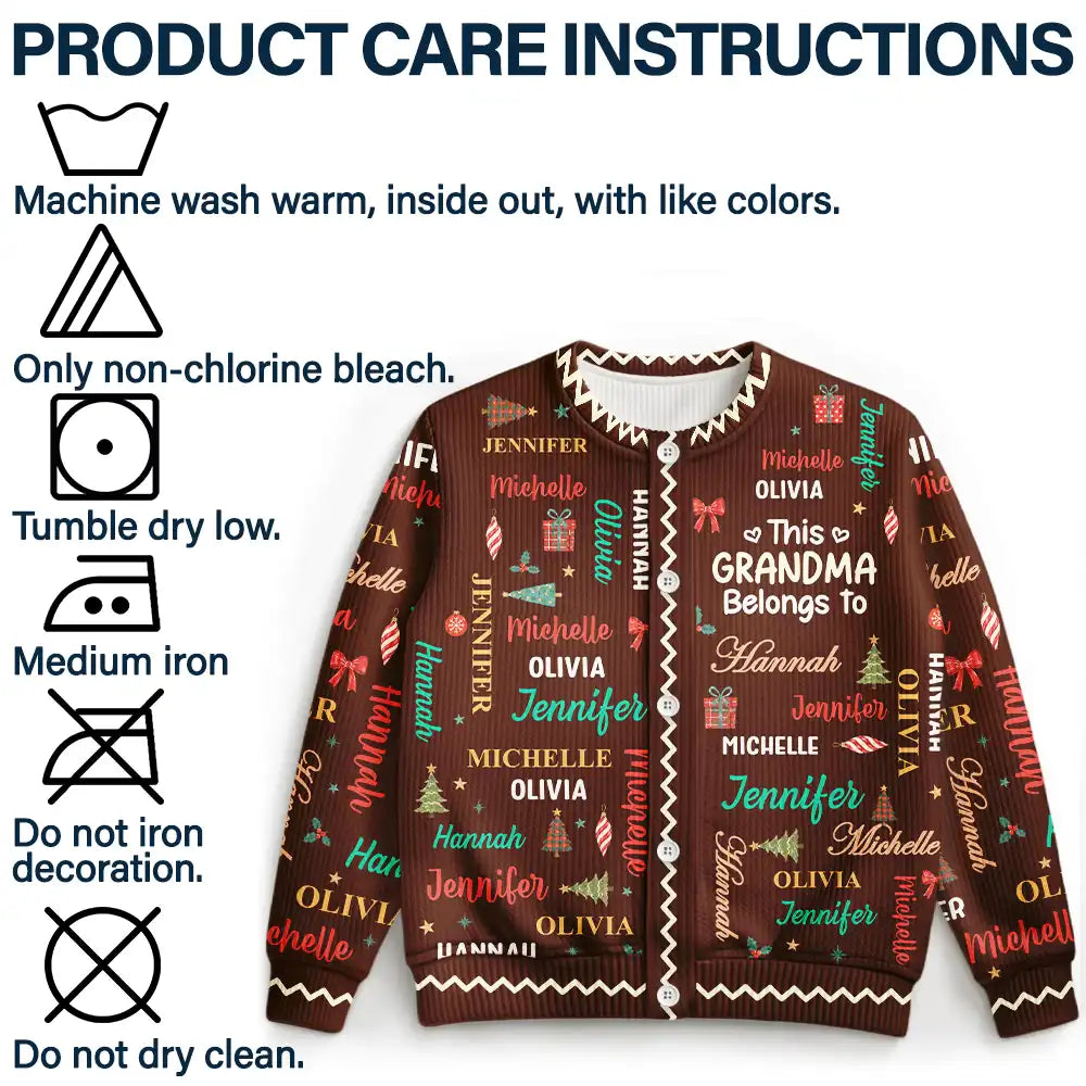Christmas Gift For Grandma Nana - Personalized Kids Names Cardigan