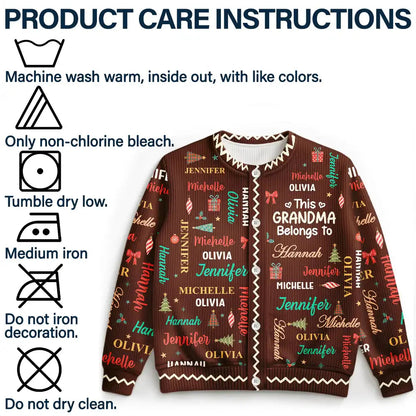 Christmas Gift For Grandma Nana - Personalized Kids Names Cardigan