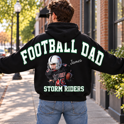 Custom Photo Football Dad Mom Shoulder To Shoulder Sweatshirt CH07 180932