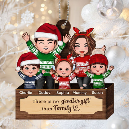 Happy Family In Box Personalized 2-Layer Wooden Ornament, Christmas Gift