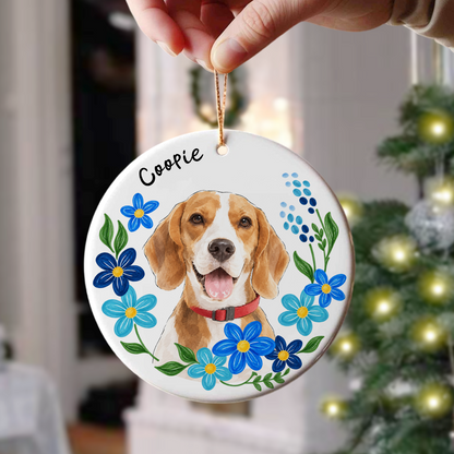 Custom Dog Photo & Name Christmas Ceramic Ornament HO82 903976
