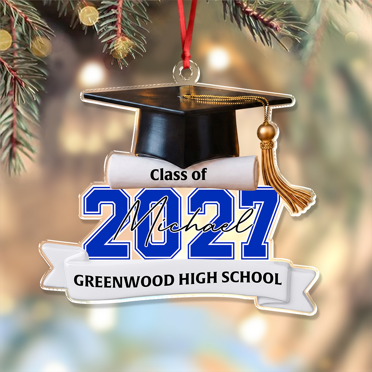 Custom Class Of 2026 2027 Personalized Acrylic Ornament Christmas Gift For Senior, For Graduation HA75 919548