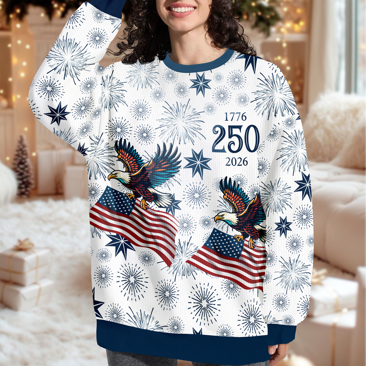 Personalized USA 250 Anniversary Eagle 1776-2026 Ugly Sweater TH10 171101
