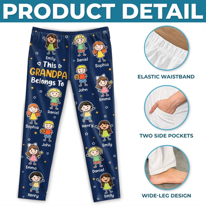 Custom Name Grandpa Grandma Belongs To Grandkids Gifts - Personalized Pajama Pants