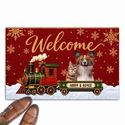 Merry Pets Welcome Photo - Personalized Doormat