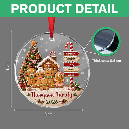 Custom Family Name & Year Christmas Glass Ornament Gingerbread Signpost Keepsake LM32 669809