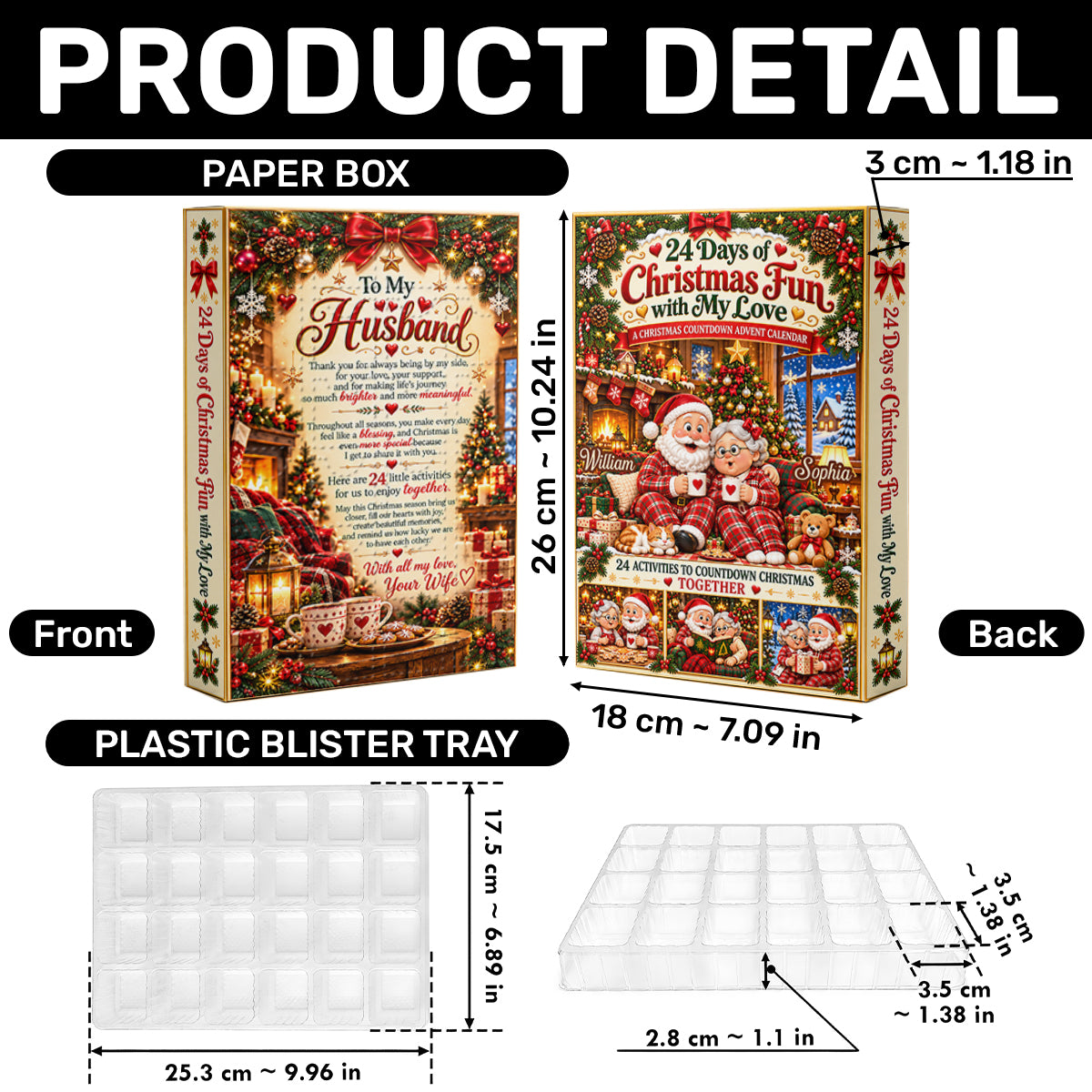 24 Days Of Christmas Fun With My Loves Gift For Husband, Wife - Personalized Christmas Advent Calendar