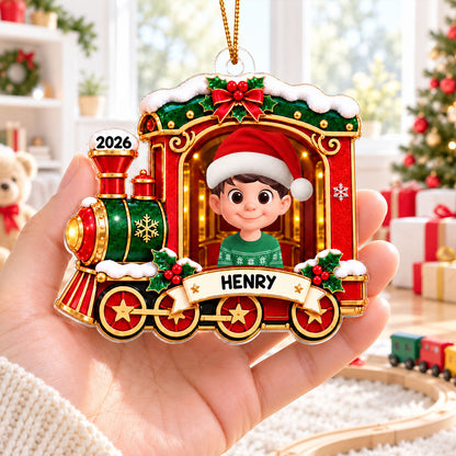 Sweet Baby Holiday Train - Personalized Acrylic Ornament - Christmas Gift For Boy Girl Grandkids