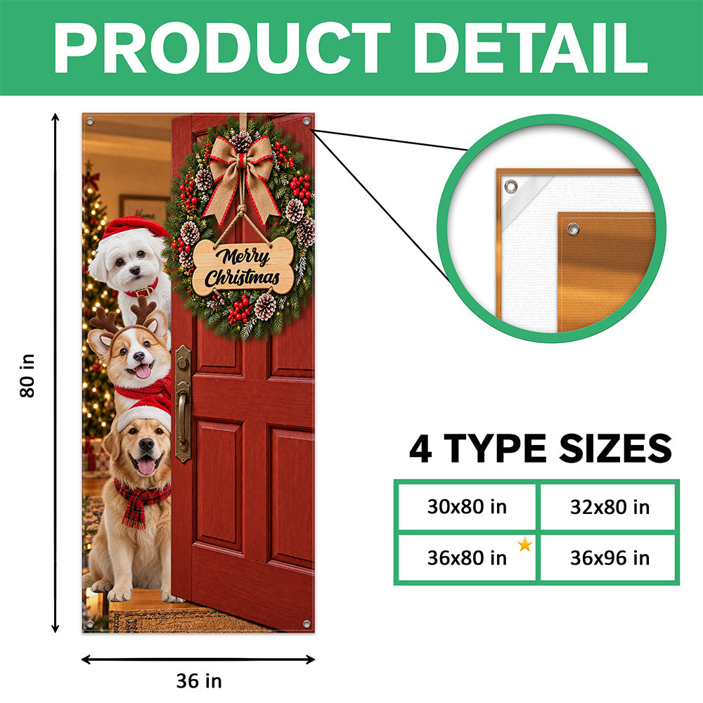 Custom Dog Photo Merry Christmas Home Decor Door Cover CH07 180608