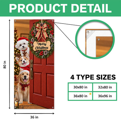 Custom Dog Photo Merry Christmas Home Decor Door Cover CH07 180608