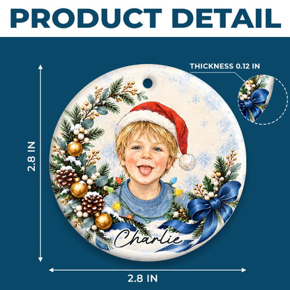 Custom Photo Christmas Child Portrait Keepsake - Personalized Ceramic Ornament