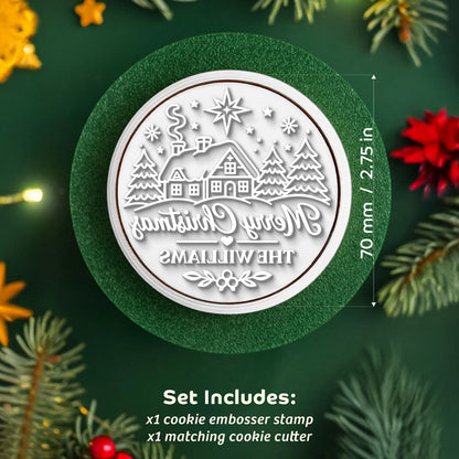 Custom Family Name Merry Christmas Cookie Stamp CH07 181108