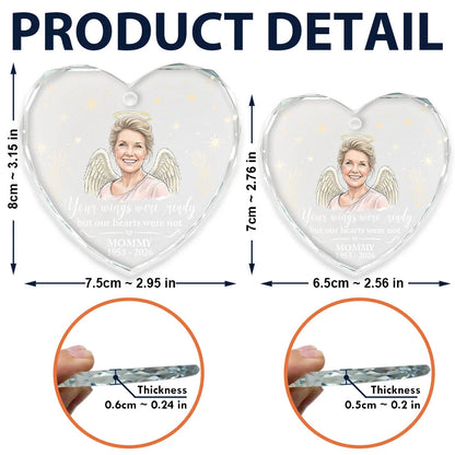 Sympathy Christmas Gift For Loss Of Dad - Personalized Custom Photo Watercolor Your Wings Were Ready Glass Ornament