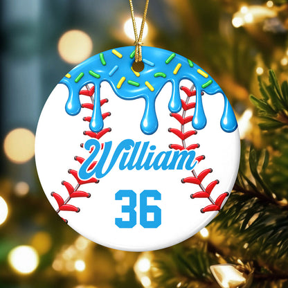 Custom Baseball Ice Cream Christmas Ceramic Ornament, Unique Sports Gift for Baseball Lovers, Kids and Team TH10 171219