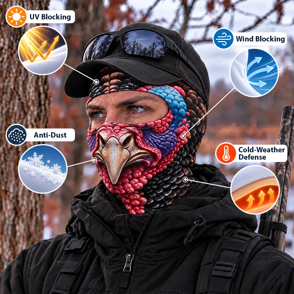 Gag Gift For Men Who Love Hunting, Hunter, Friend - Personalized Funny Realistic Buck, Turkey Head Balaclava Face Mask