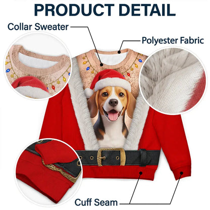 Christmas Gag Gift For Pet Dad - Personalized Custom Photo Pet Face Hairy Chest Abs Body Unisex Ugly Sweater