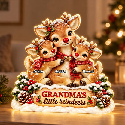 Grandma's Little Reindeers - Personalized Light Box - Heartfelt Christmas Gift for Grandma