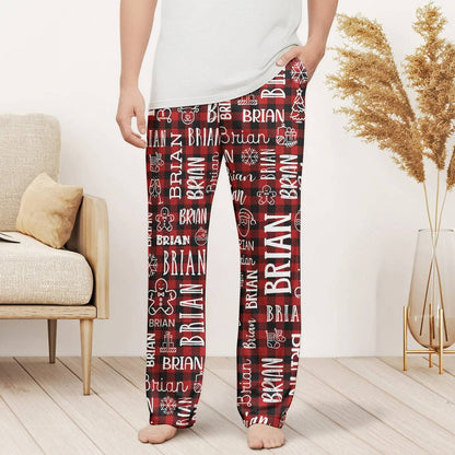 Personalized Name Pajamas Pants - Christmas Gift for Family, Cozy Family Holiday Loungewear HO82 904142