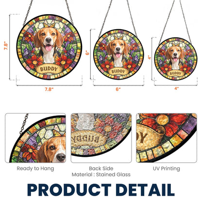 Personalized Pet Portrait Stained Glass Suncatcher – Custom Photo Window Hanging, Unique Keepsake Gift for Pet Lovers